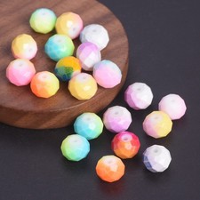 Rondelle Faceted Rainbow Coated Opaque Glass 10x7mm Loose Spacer Beads DIY Lot