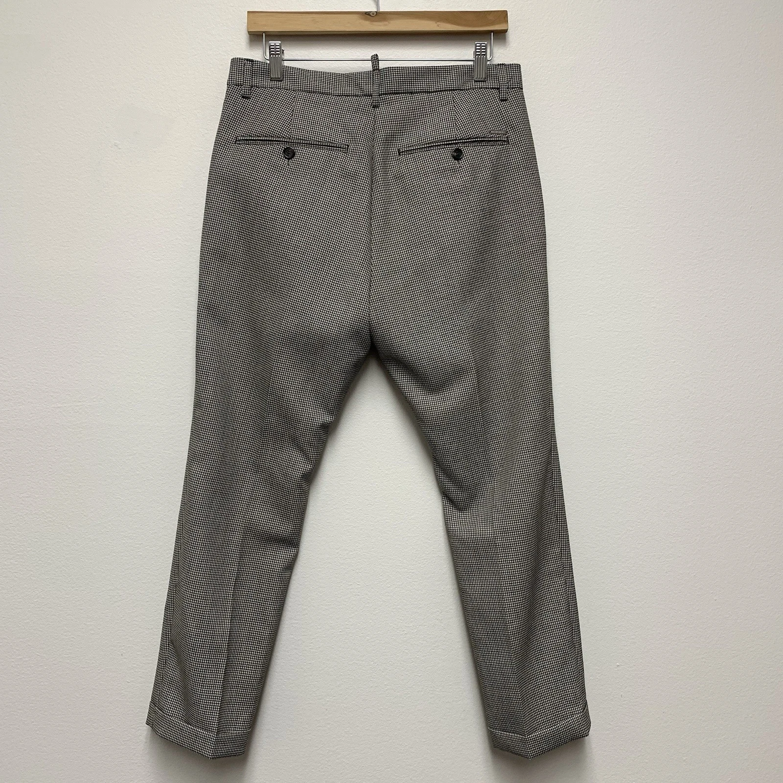 Pantaloni DSQUARED2 Hockney Fit a pied de poule taglia 42 tasche in pelle di lana mohair