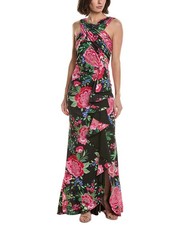 Tadashi Shoji Elarra Floral Waterfall Flounce Gown Women's