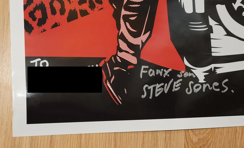 Jukebox Sex Pistols original assinado à mão pôster punk rock Steve Jones - Imagem 3 de 3