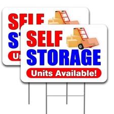 SELF STORAGE 2 Pack Double-Sided Yard Signs 16" x 24" with Metal Stakes Made in