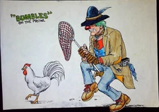 Robert James Wright Comic Art Bumbles On The Prowl Farmer Rooster Original 1/1