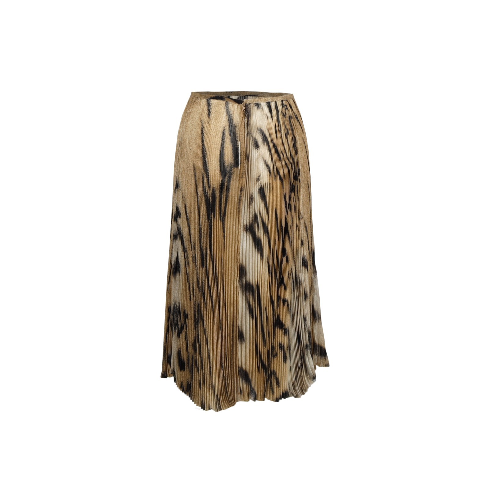 Roberto Cavalli Leopard Print Pleated Chiffon Midi Skirt Asymmetric Hem