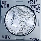 1881 S BU GEM MORGAN SILVER DOLLAR UNC MS+++ U.S. MINT RARE COIN 7486