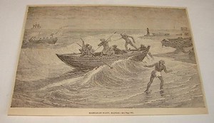 1881 magazine engraving ~ MASSOOLAH BOATS, Madras, India