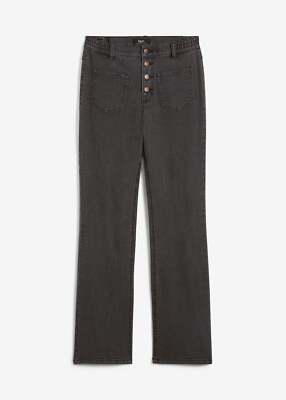 Neu Bootcut-Jeans High Waist Bequembund Gr. 40 Schwarz Damen-Hose Freizeit-Pants