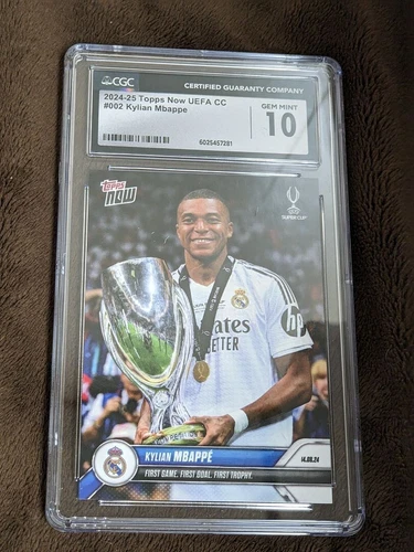 2024-25 TOPPS NOW UEFA CC FIRST GAME GOAL TROPHY CGC 10 KYLIAN MBAPPE FRANCE