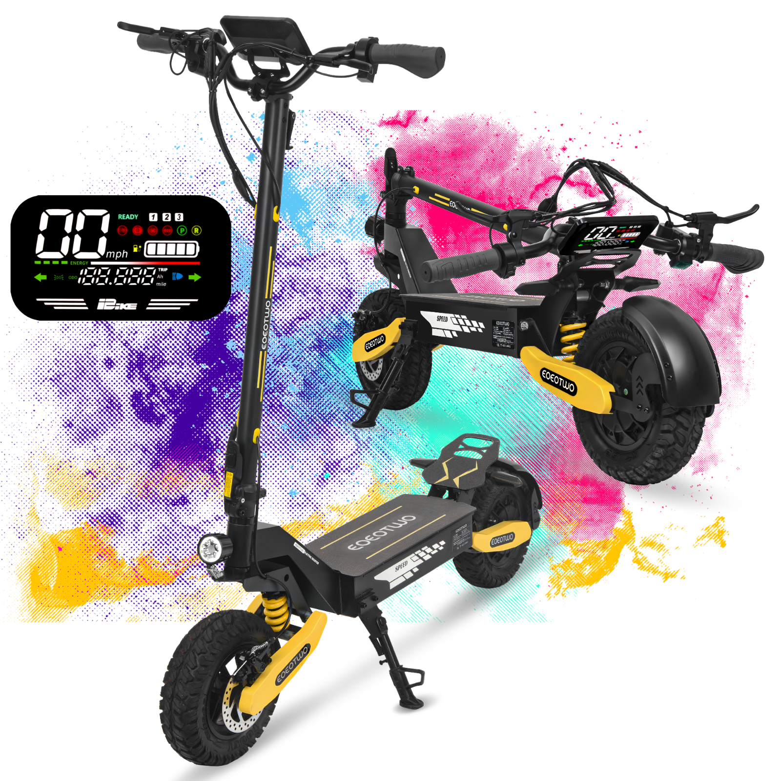 1200W 48V 13AH Adult Electric Scooter 28MPH 11 Off-Road 20-Mile Range