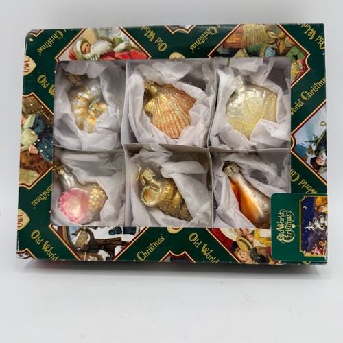 Alte Welt Weihnachten 2012 verschiedene Muschel hängende Ornamente - 6er Set Neu im Karton