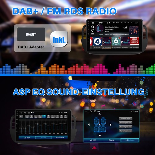 Für Fiat 500 2007-2015 Autoradio 9" DAB+ Android 13 Carplay GPS NAVI RDS 64G KAM - Bild 11 von 14