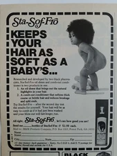 1977 Sta-Sof fro hairspray nude African American child afro soft as babys ...ad