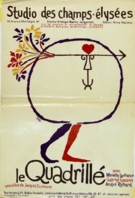 Original Poster Theatre ''le Quadrillé'' 1969 Studio des Champs Elysées