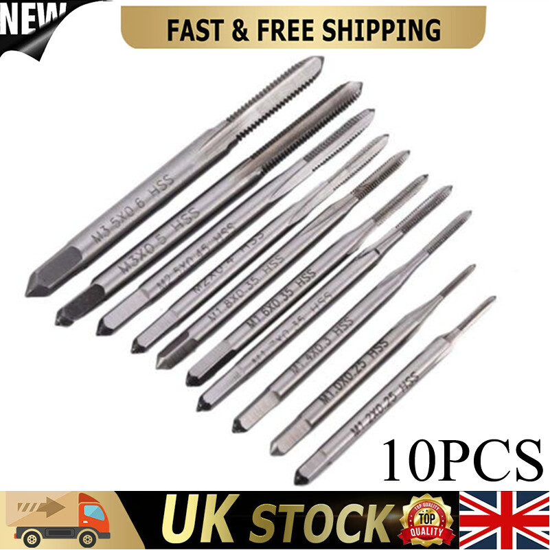 Set Maschi Filettati 10 Pezzi M1-M3.5 - Per Filettatura Dadi E Fori, Acciaio Ad Alta Velocità - Foto 3