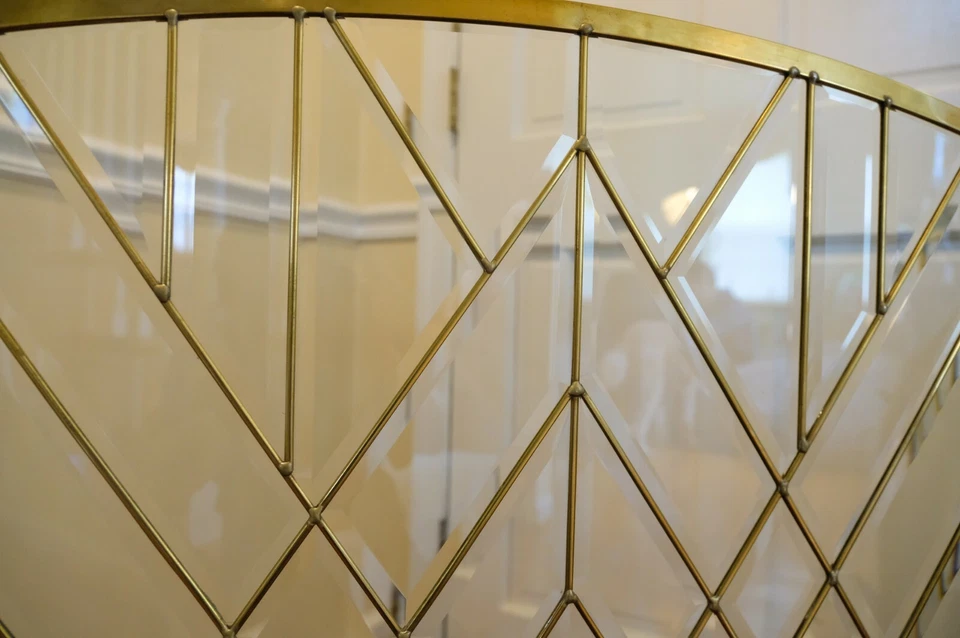 Pantalla de chimenea plegable de vidrio transparente bisel hecha a mano 51" x 33,75" NV04 Foto 4 de 4