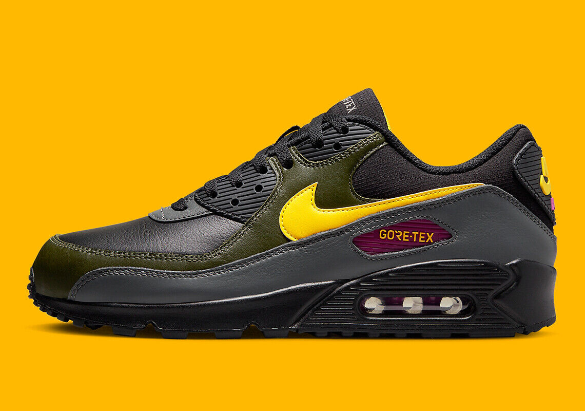 Nike Air Max 90 GTX Gore-Tex Black Tour Yellow Cargo Khaki Nike Air Max 90 GTX Gore-Tex Black Tour Yellow Cargo Khaki