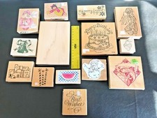Asst Lot 14 Rubber Stamp Wood Mount Scrapbooking Craft Stampendous Stamps Happen