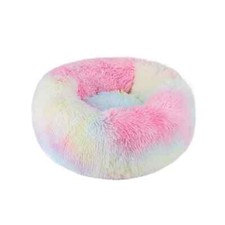 Donut Plush Pet Dog Cat Bed Fluffy Soft Warm Calming Bed Sleeping Kennel Nest