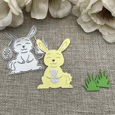 Cutting Dies Easter Bunny Stanzformen Ostern Osterhase + Ei + Gras 6x6 cm