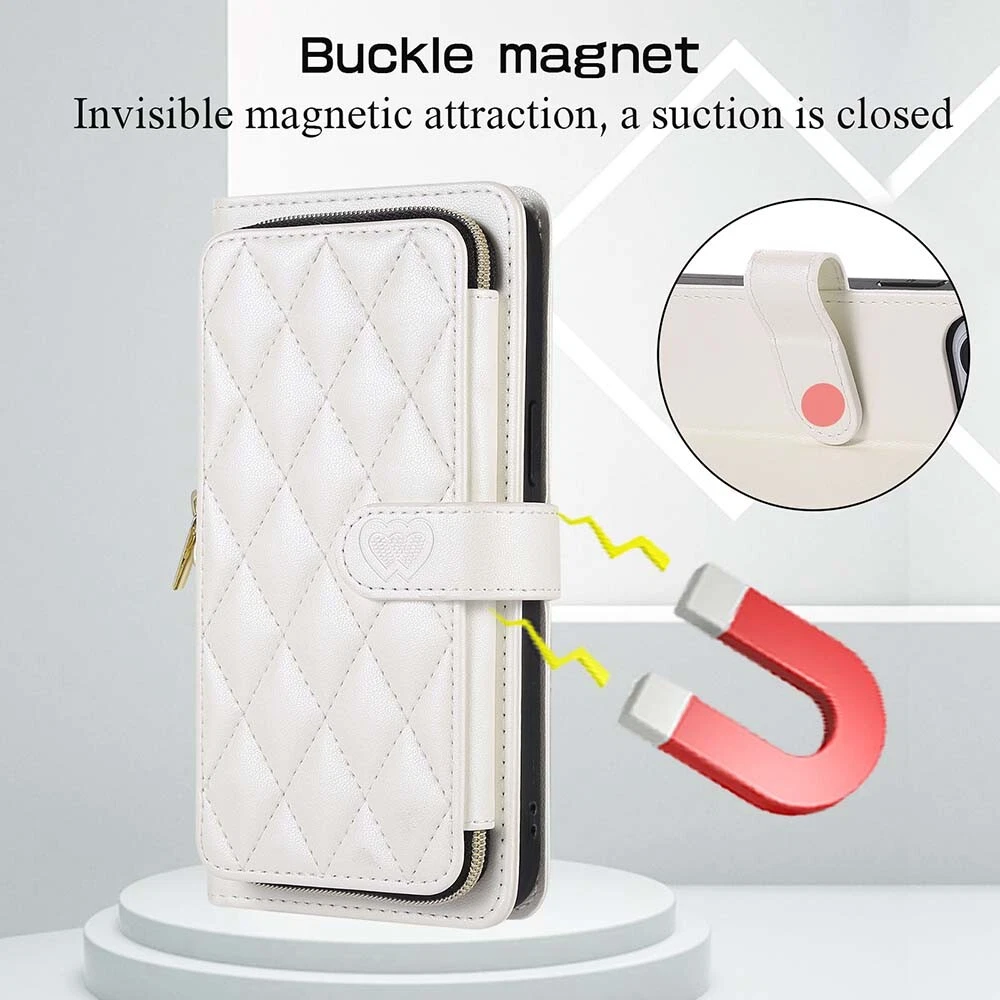 Durable Leather Zipper Flip Wallet Case for iPhone 15 Pro Max 14 13 12 11 XR