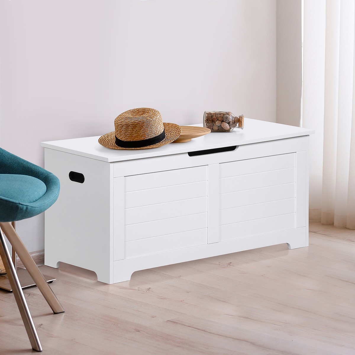 Storage Chest Spacious MDF Frame Toy Storage Bench W/ Side Handles