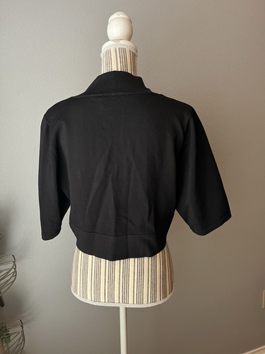 Womens 1X Black Open Front Crop Cardigan Shrug Signature By Robbie Bee - Picture 2 of 2