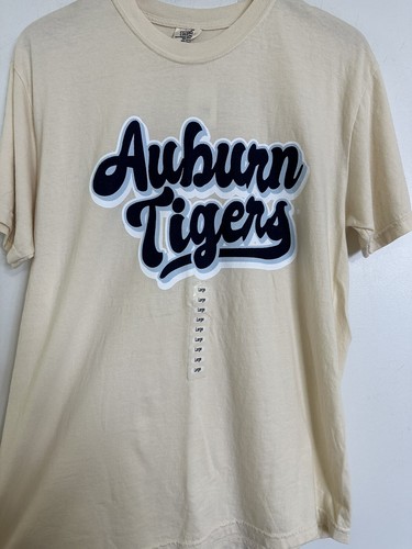 AUBURN TIGERS UNIVERSITY Tee Shirt NWT Size Large Ivory College Licensed