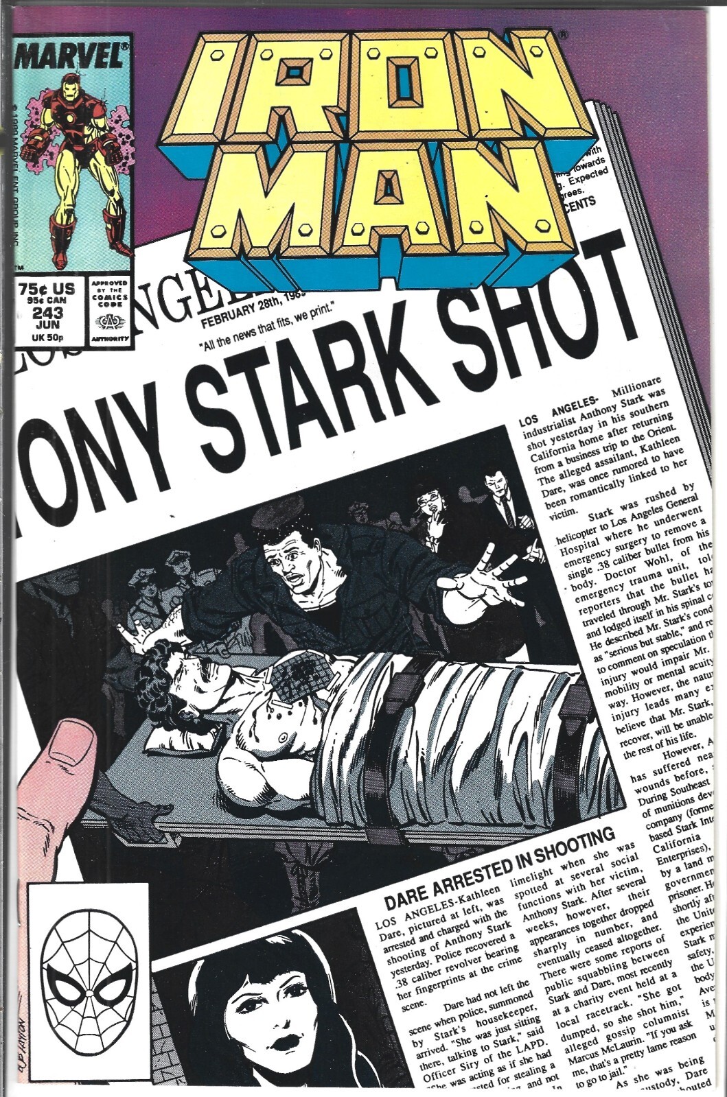 Iron Man #243 (Vf/Nm) High Grade Copper Age Marvel The Invincible $3.95 Shipping