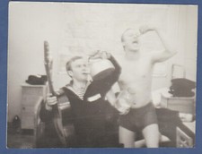 Handsome Guy with Guitar, Boys Sailors, Naked Torso Soviet Vintage Photo...