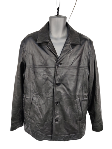 MENS M&S AUTOGRAPH SIZE LARGE BLACK SOFT LEATHER CASUAL QUILT LINED COAT JACKET | eBay
