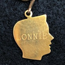 Vintage 1960's ORI 1/20 12K GF Gold Filled Etched Lonnie Name Charm Pendant Boy