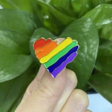 LGBTQ PRIDE love Rainbow Heart Lapel Hat Pins Buttons Brooches FREE SHIPPING