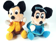 Vintage Disney MICKEY'S CHRISTMAS CAROL Stuffed Plush Toys Mickey Minnie 7"