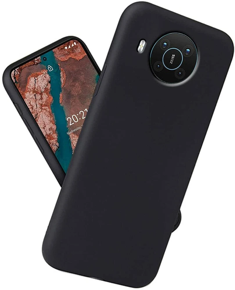 Phone Case Silicone Gel Soft Black Cover Tempered Glass Screen Protector Films