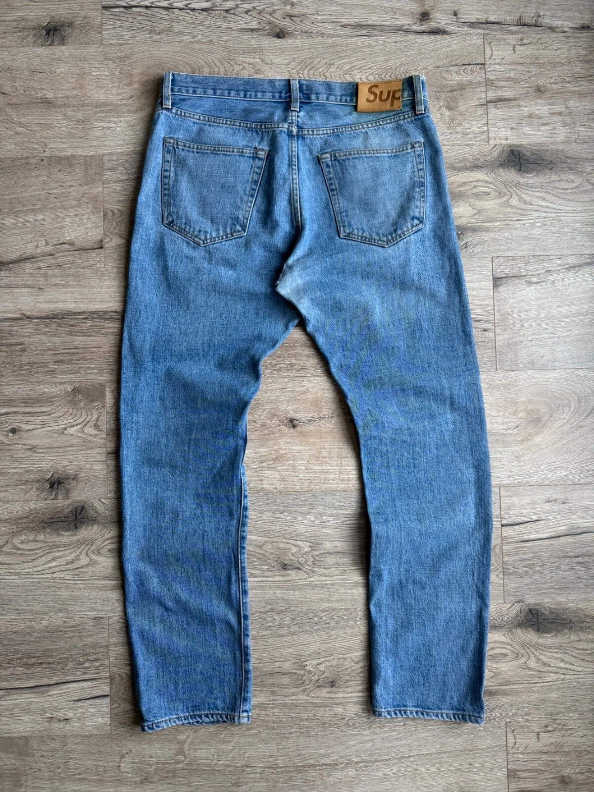 Pantalon jean slim homme Supreme bleu denim vintage