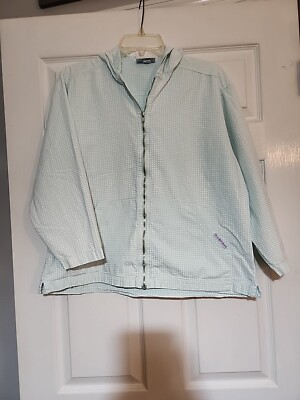 Fresh Produce Hooded Jacket Women's S Full Zip Green Check Oversize Boxy Vintage