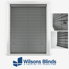 Wooden Venetian Blind - Dark Grey - Real Wood - Made To Measure - 50mm Slats