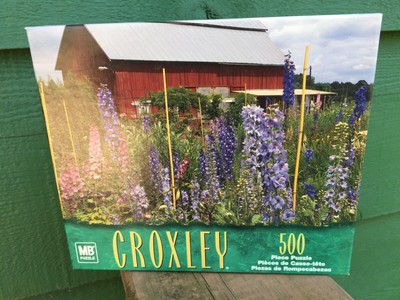 Croxley 500 Pc Puzzle Flowers Around Red Barn Nib Hasbro