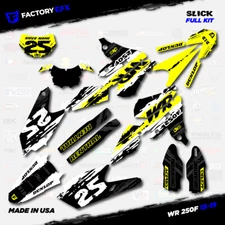 White & Yellow Slick Racing Graphics Kit fits Yamaha 15-19 WR250F WR 250F Decals
