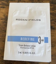New (5) Rodan + Fields Redefine Step 3 AM Triple Defense Lotion SPF 30 Samples
