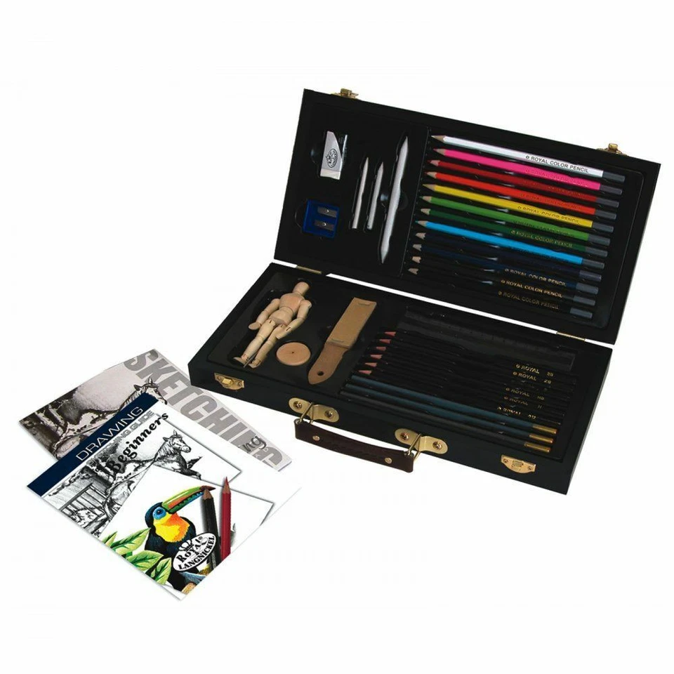 Sketching & Drawing Beginners Wooden Box Set Artist Pad Pencils Manikin Art - Image 4 of 4