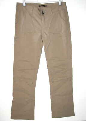 Prana Halle Women's Tan/Khaki Flat Front Regular Inseam Roll-up Snap Pants~Sz. 6
