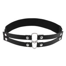 2pcs Womens Leather Elastic Leg Garter Heart Ring Dance Party Thigh Garter Belt