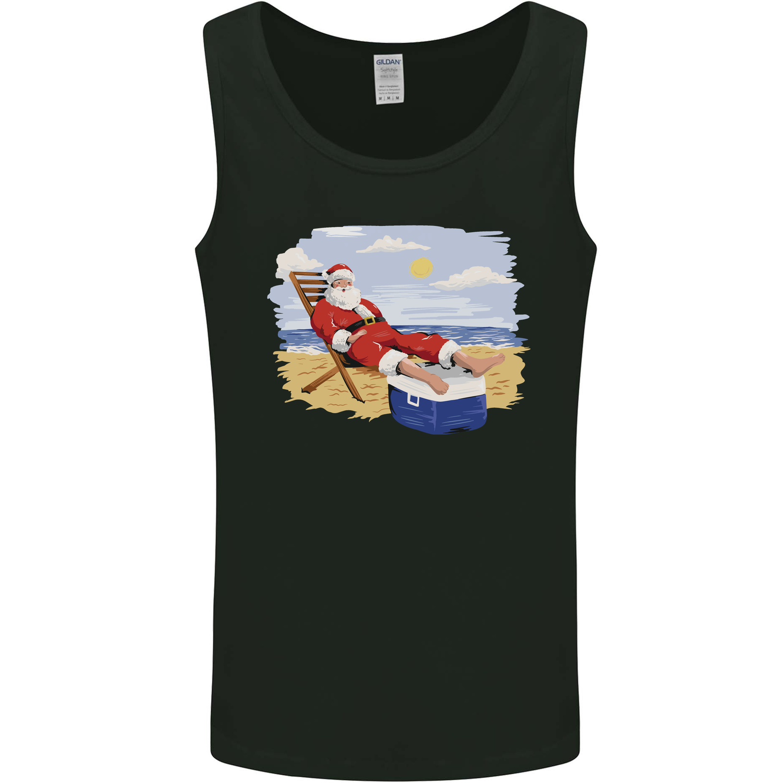 Santa at the Beach Christmas Summer Xmas Holiday Mens Vest Tank Top