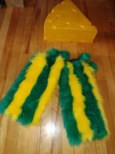 Faux Fur Leg Warmers w/Cuff Cover/Tassels  Cheese Head By Foamation. Go Pack Go