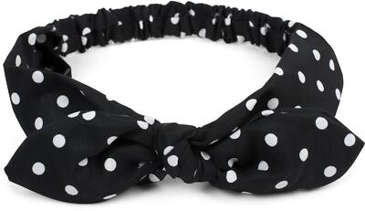 Damen Haarband Punkte Schleife Gummizug Stirnband Headband Pinup Rockabilly