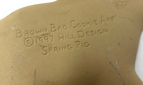 1997 braune Tasche Cookie Art FRÜHLING SCHWEIN Form Pottery Hill Design - Bild 3 von 5