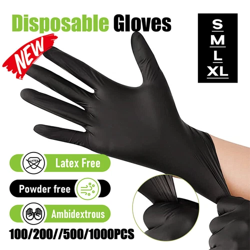 UPTO 1000 PCS Disposable Nitrile Gloves Tattoo Dental Latex Powder Free Black