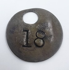 Early Coal Miners Brass Tag Tool Pit Check Time Mining Token #18
