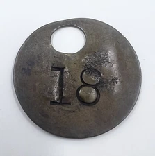 Early Coal Miners Brass Tag Tool Pit Check Time Mining Token #18