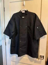 Uncommon Threads 0415 Black short sleeve chef coat shirt XL 65/35 poly/cotton